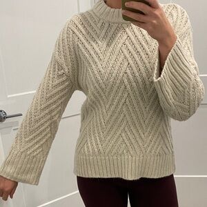 a new day Women's Beige Chevron Knit Sweater